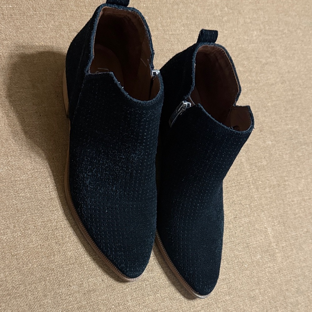Franco Sarto Black Textured Ankle Booties